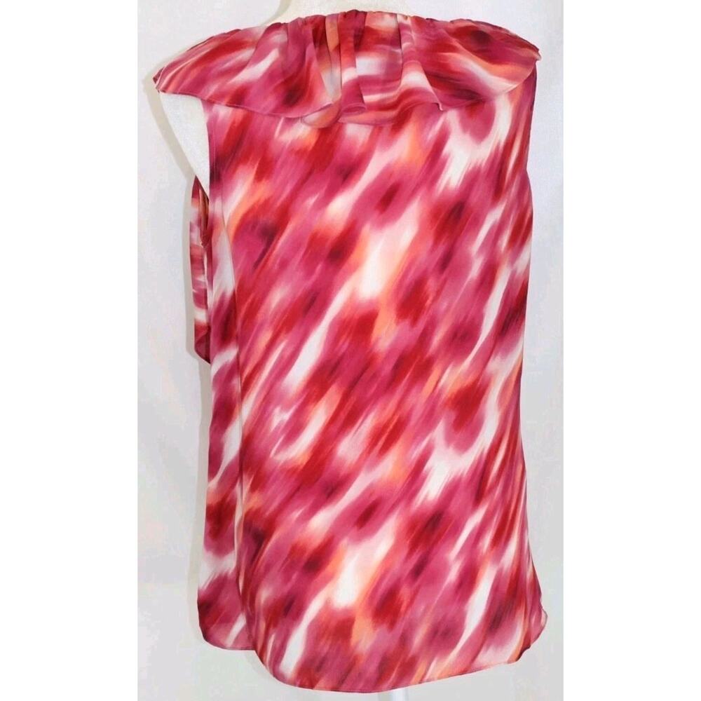 Anne Klein Women’s Size XL Tank Top Red Multicolored Round Neck Ruffle - Picture 6 of 6